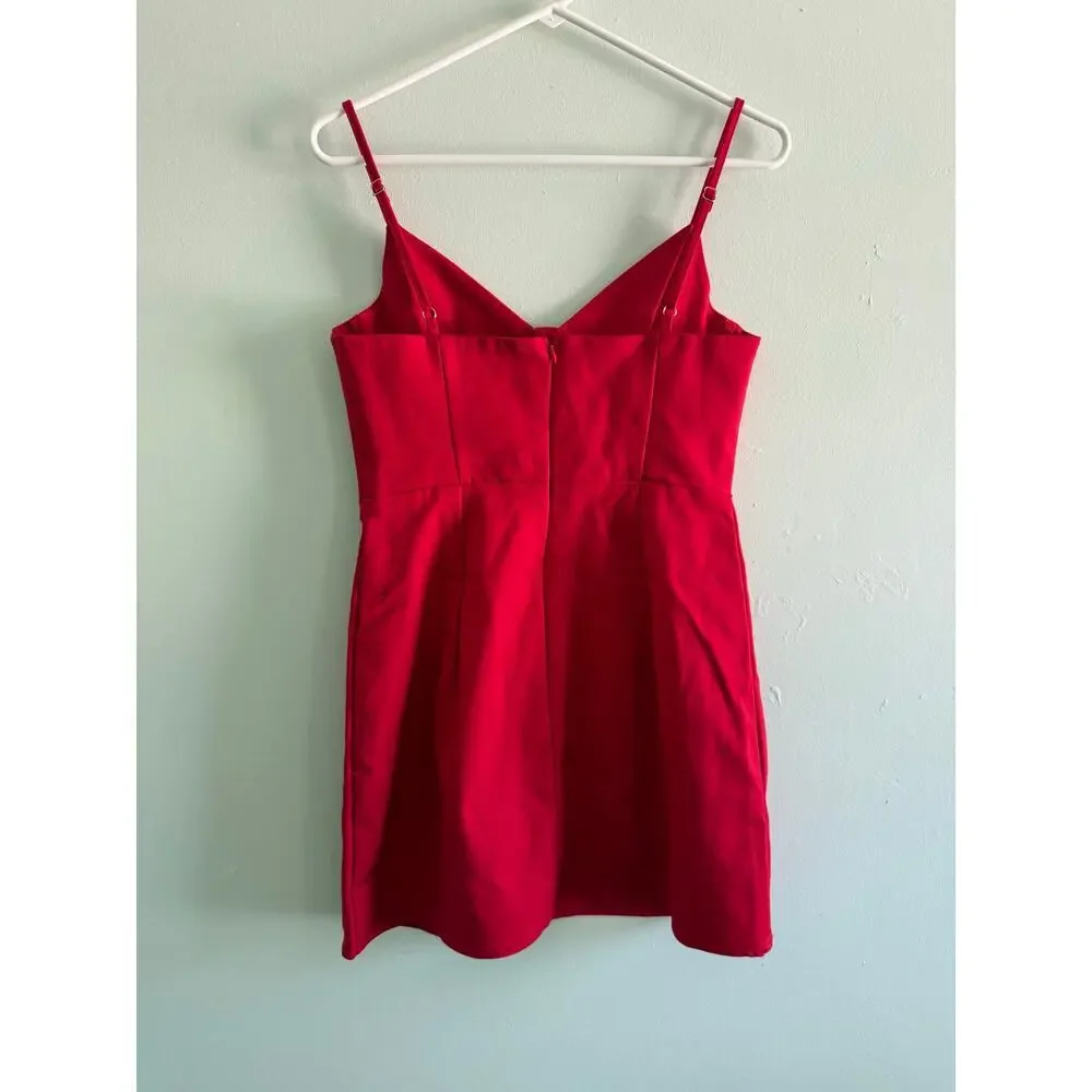 Princess Polly | Red Bodycon Novella Mini Dress Preppy Summer Going Out Sz 8
